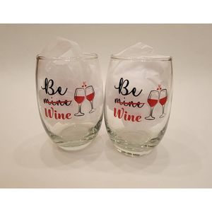 Valentine Wine Glass Set of 2 "Be Mine Wine" 15.5 oz